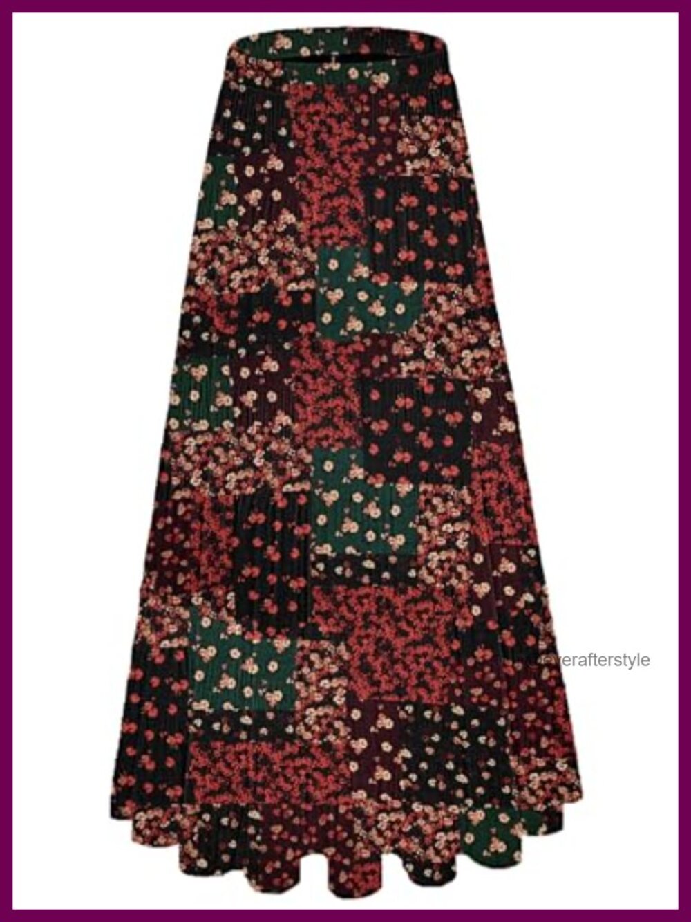 Chiffon Pleated A Line Maxi Skirt Elastic Waisted Flowy Boho Summer